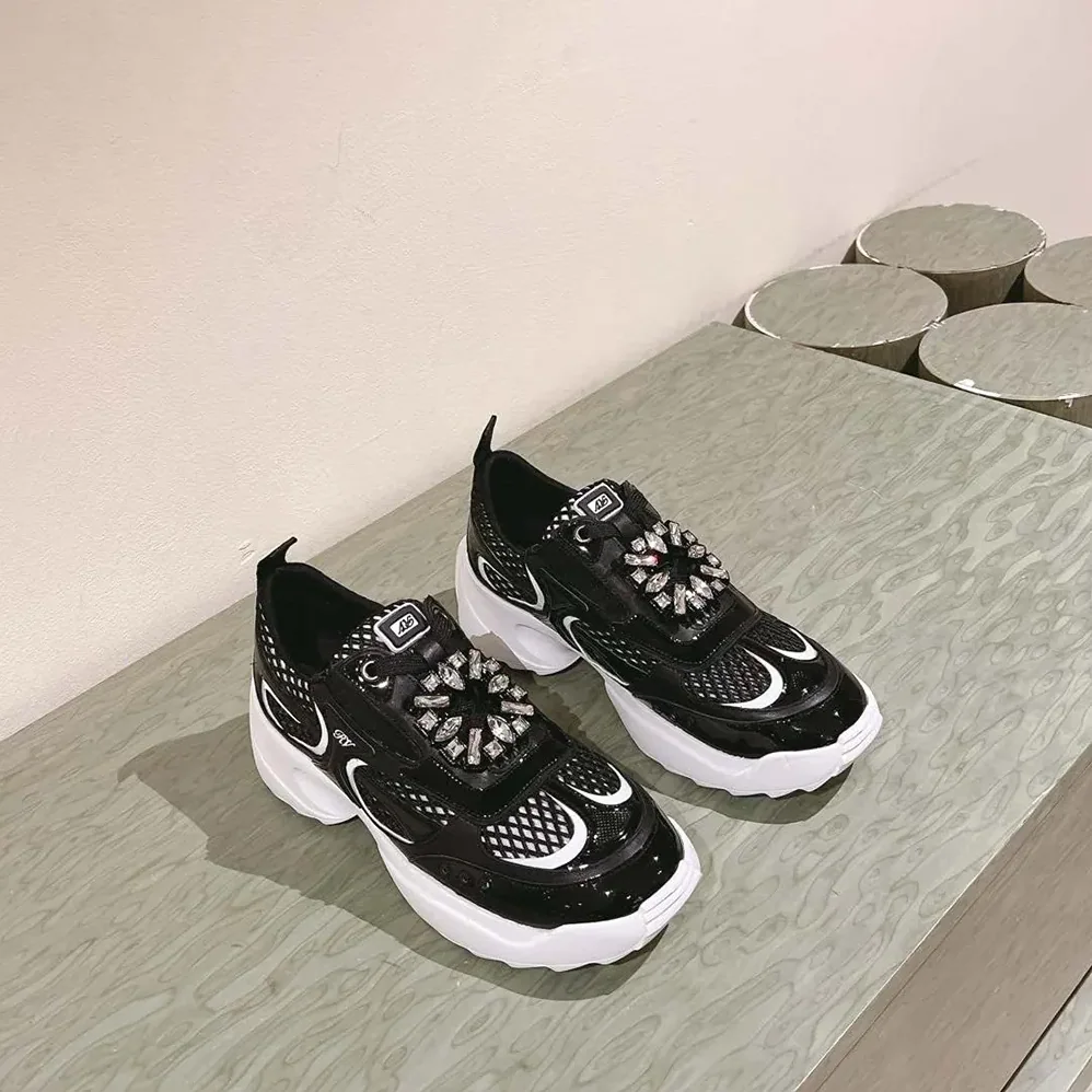 Roger Vivier Viv' on the Run Sneakers in Patent Leather and Fabric for Women in Black Roger Vivier Viv' on the Run Sneakers in Patent Leather and Fabric for Women in Black