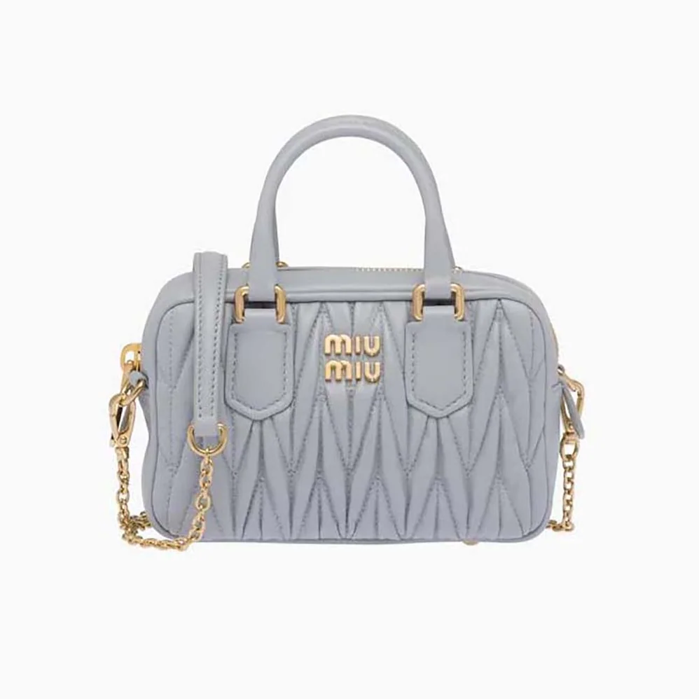 Miu Miu Matelassé Nappa Leather Top-Handle Mini-Bag for Women in Silver
