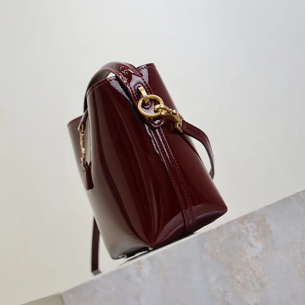 Saint Laurent YSL Le 37 Mini In Patent Leather for Women in Maroon