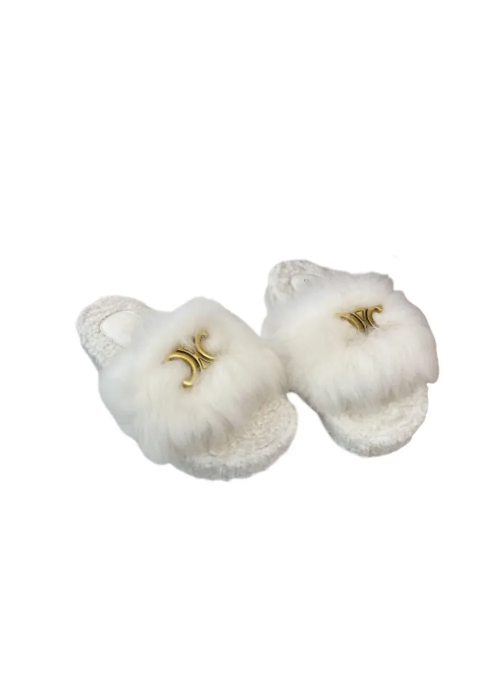 Celine Clea Triomphe Slide With Fur White Celine Clea Triomphe Slide With Fur White