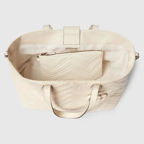 Gucci Marmont Medium Tote Bag in Ivory Tonal Enameled Hardware