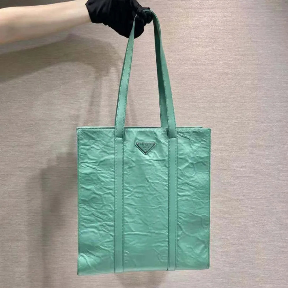 Prada Small Antique Nappa Leather Tote for Women in Green