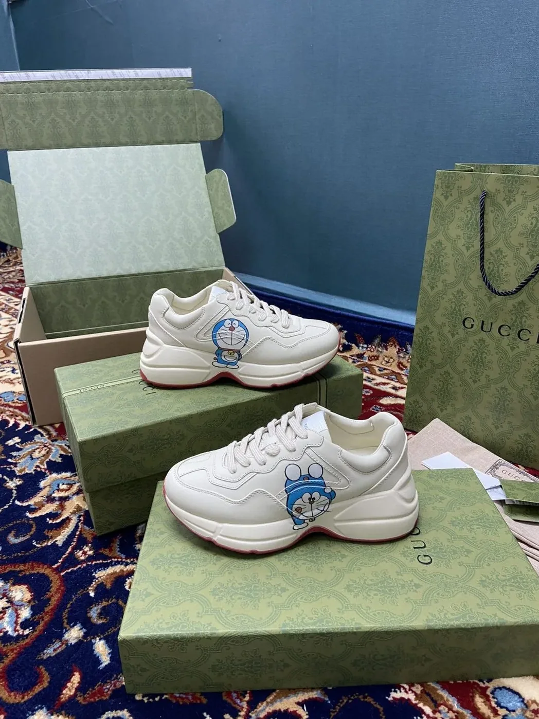 Doraemon x Gucci Rhyton Sneaker White Ivory for Women Doraemon x Gucci Rhyton Sneaker White Ivory for Women