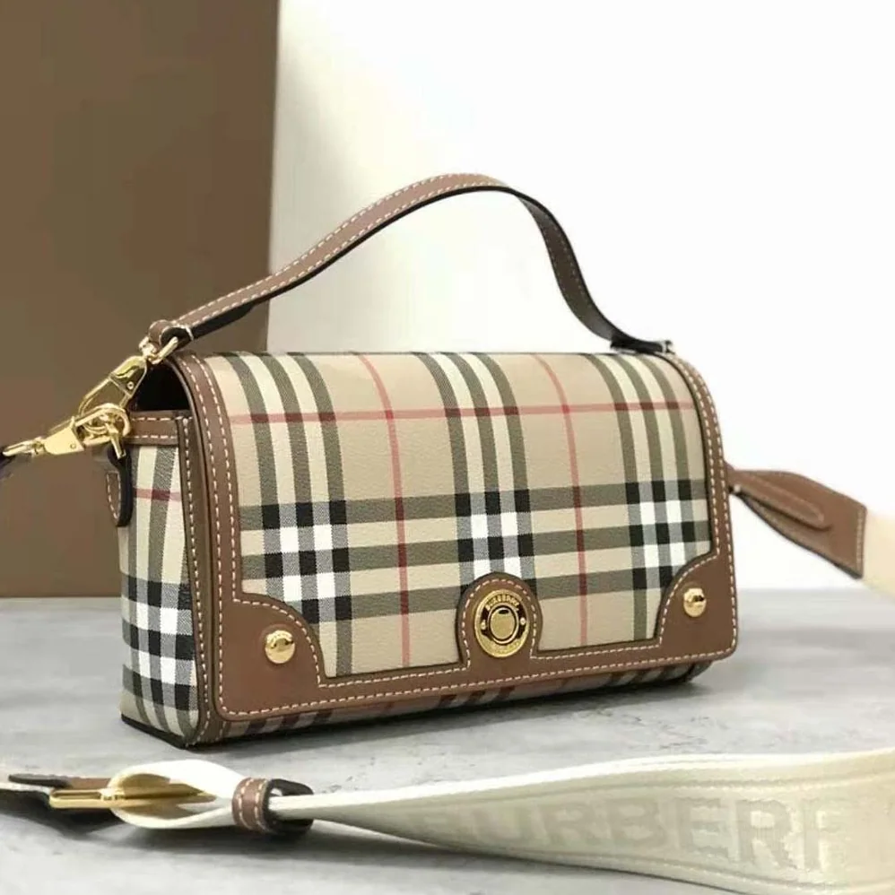 Burberry Top Handle Note Bag with Logo-engraved Studs for Women in Brown