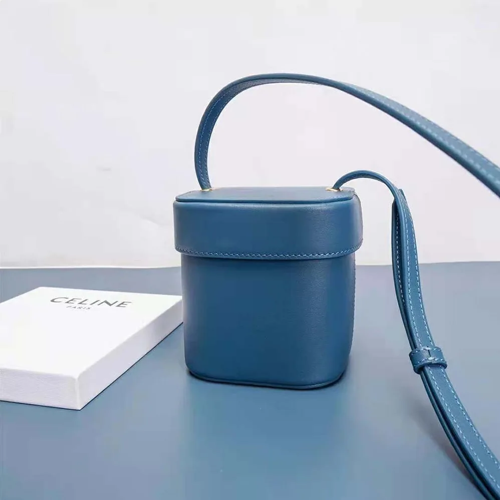 Celine Small Box Cuir Triomphe in Smooth Calfskin for Women in Blue