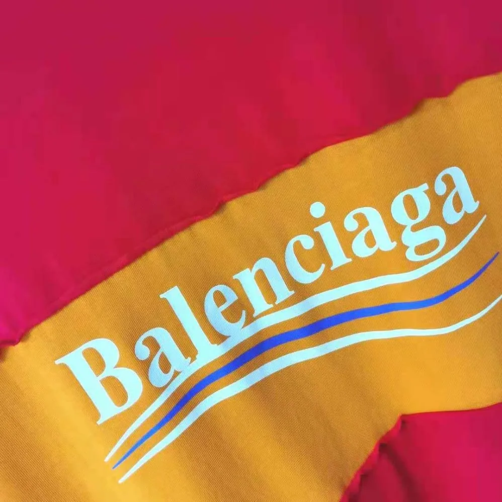 Balenciaga Patchwork Polo in Raspberry for Women in White Balenciaga Patchwork Polo in Raspberry for Women in White