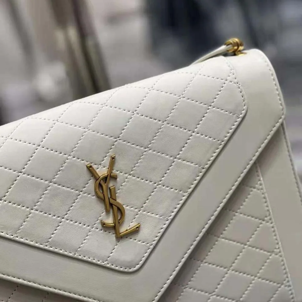 Saint Laurent YSL Gaby Satchel in Quilted Lambskin for Women in White Saint Laurent YSL Gaby Satchel in Quilted Lambskin for Women in White