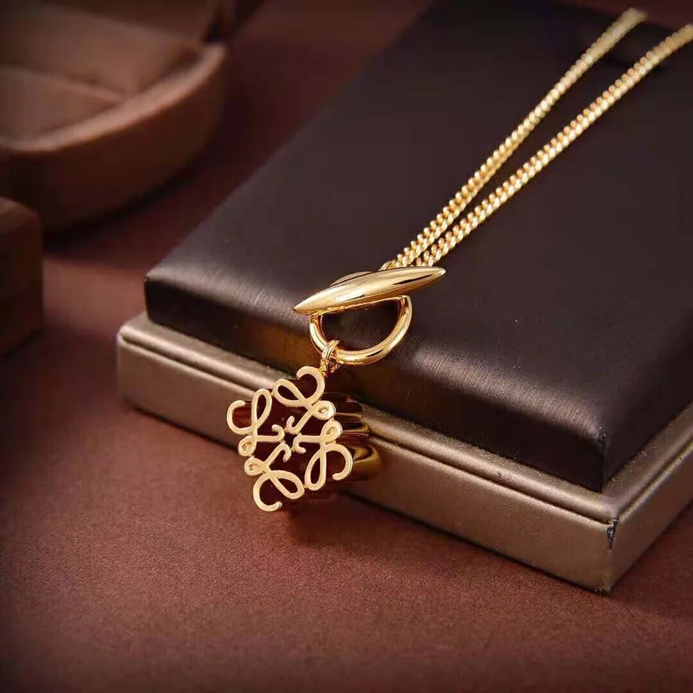 Loewe Anagram Pendant Necklace in Metal for Women Loewe Anagram Pendant Necklace in Metal for Women