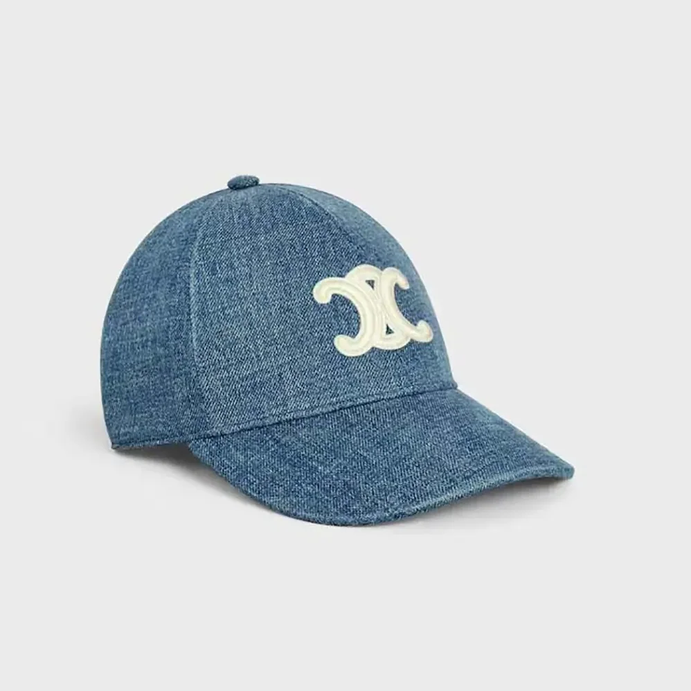Celine Triomphe Baseball Cap in Denim Union Wash for Women
