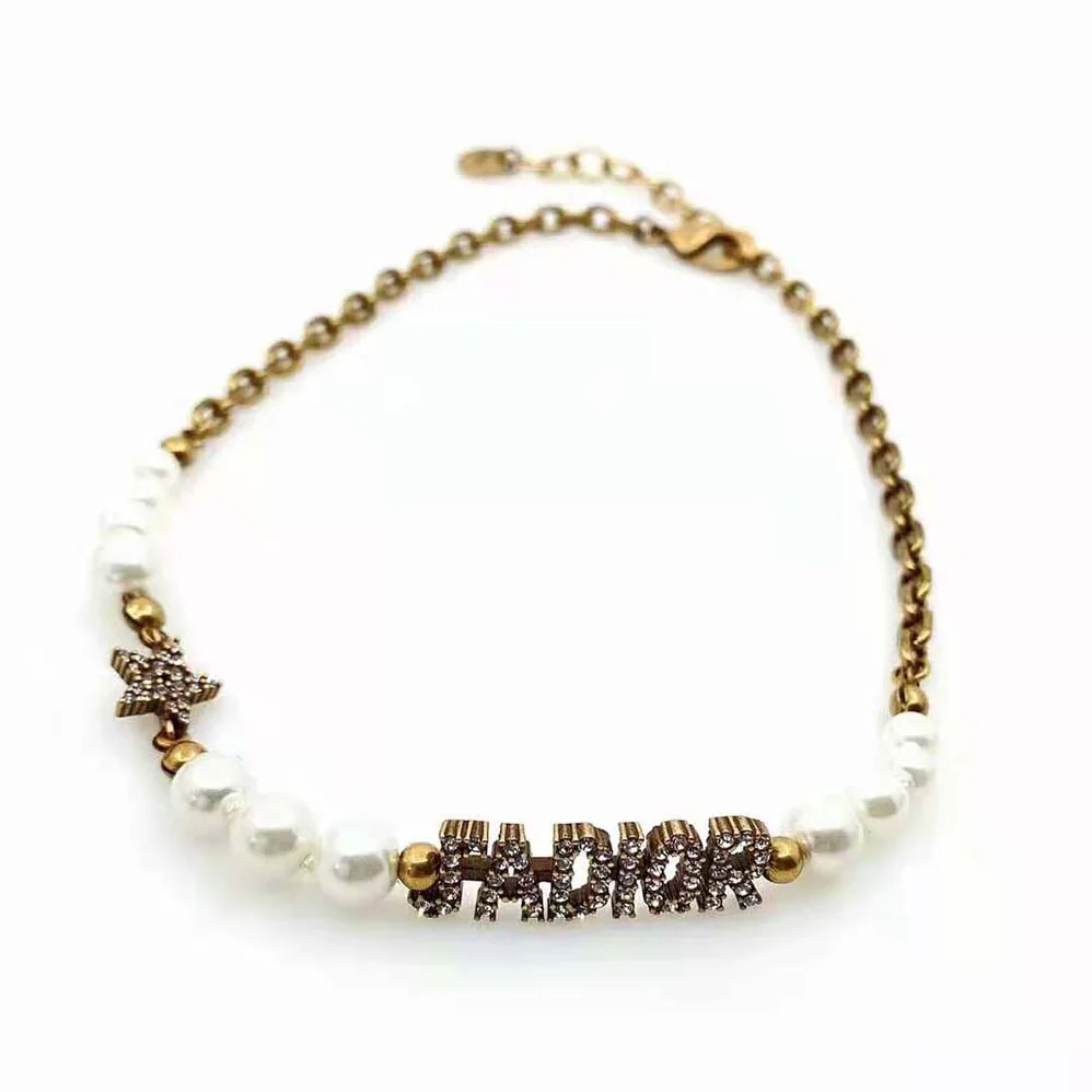 Dior J'Adior Choker Necklace Antique Gold for Women in Finish Metal