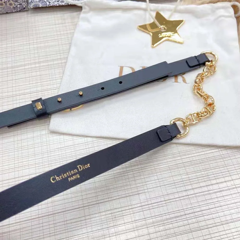 Dior Caro Belt Black Smooth Calfskin with Shiny Gold-Finish Metal 15 MM for Women Dior Caro Belt Black Smooth Calfskin with Shiny Gold-Finish Metal 15 MM for Women