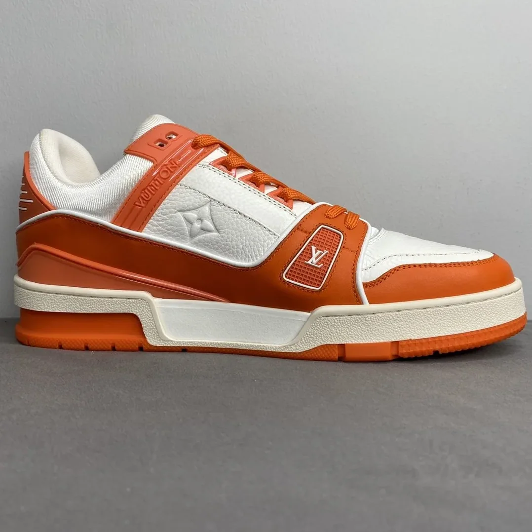 Louis Vuitton Trainer Sneaker Mix Of Materials White/Orange Virgil Abloh LV 1A9VN0 Louis Vuitton Trainer Sneaker Mix Of Materials White/Orange Virgil Abloh LV 1A9VN0