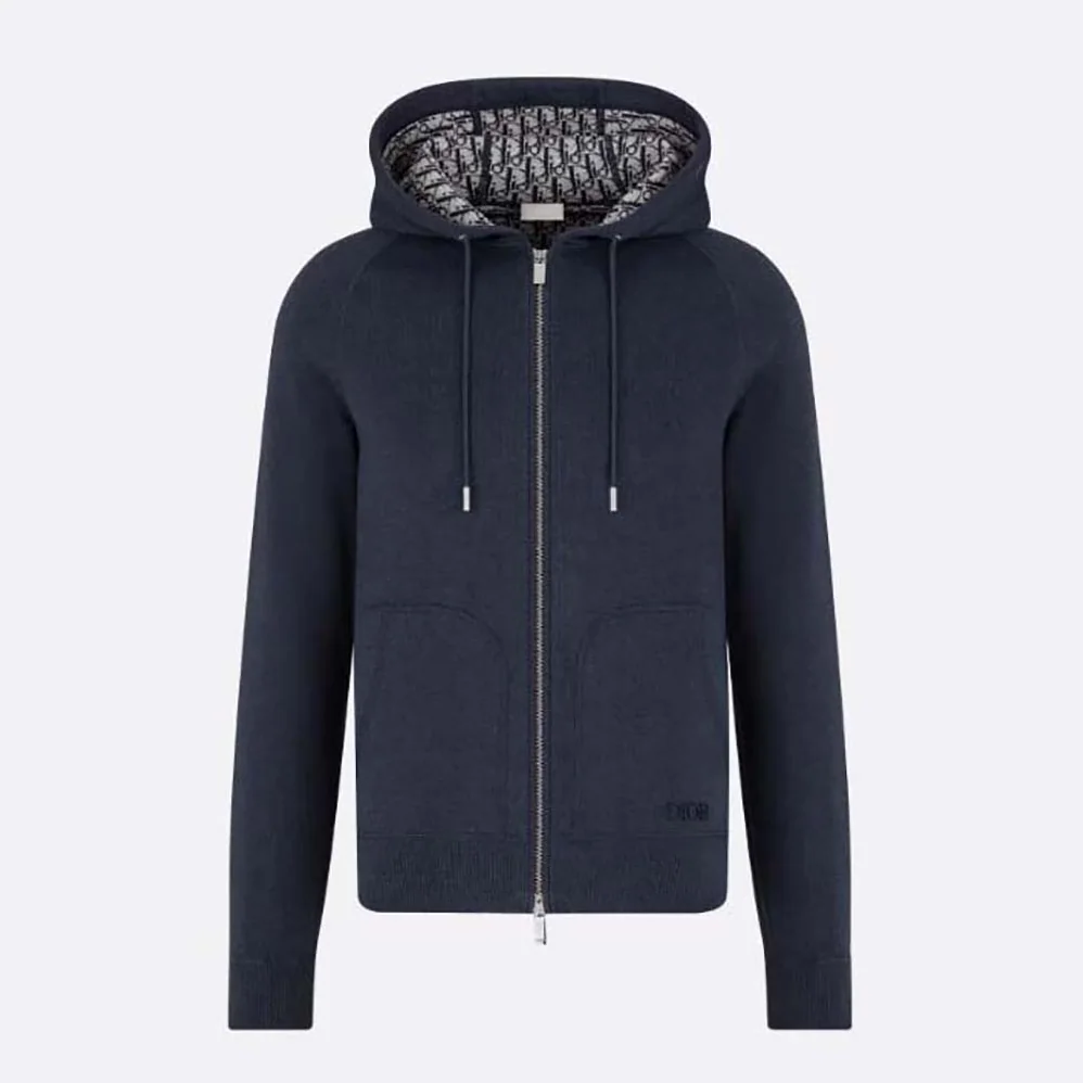 Dior Track Jacket Navy Blue Cotton Knit and Cashmere for Women