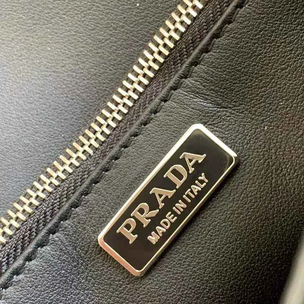 Prada Embleme Brushed-Leather Bag for Women in Black Prada Embleme Brushed-Leather Bag for Women in Black