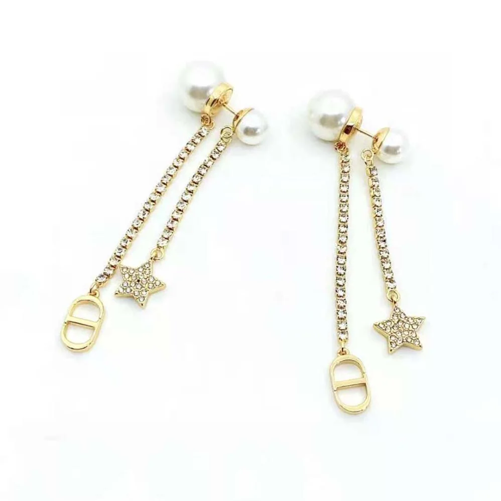 Dior Tribales Earrings Gold-Finish Metal White Resin Pearls and White Crystals for Women Dior Tribales Earrings Gold-Finish Metal White Resin Pearls and White Crystals for Women