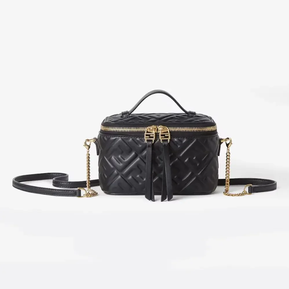 Fendi Vanity Black Nappa Leather Mini for Women in Bag With Ff Motif