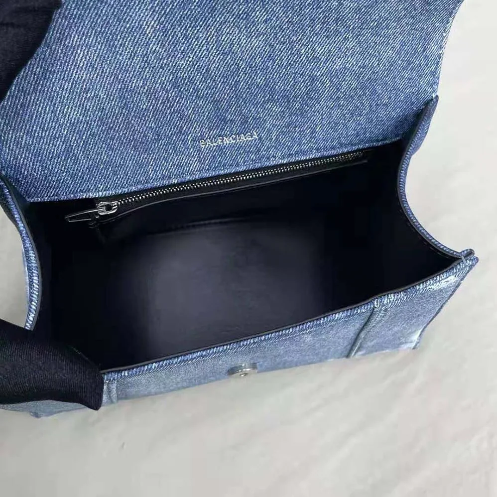 Balenciaga Hourglass Small Handbag Denim Printed in Indigo for Women in Blue Balenciaga Hourglass Small Handbag Denim Printed in Indigo for Women in Blue