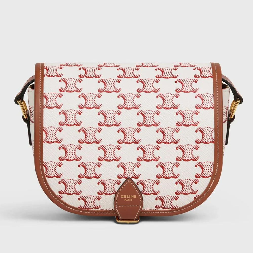 Celine Medium Folco Bag in Triomphe Canvas and Calfskin for Women