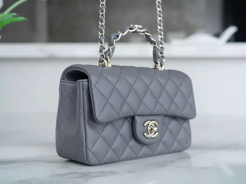 Chanel Rectangular Flap Bag Mini Crossbody in Grey Chanel Rectangular Flap Bag Mini Crossbody in Grey