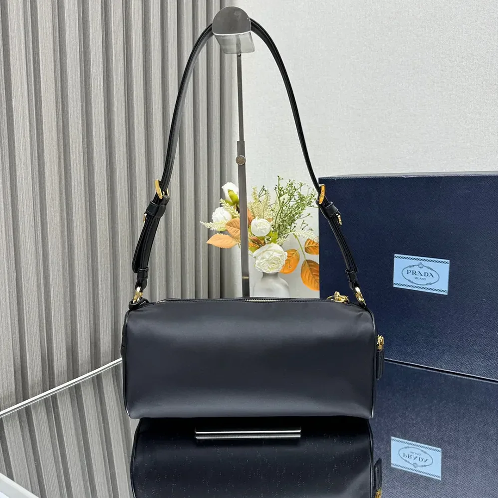 Prada Medium Re-Nylon and Leather Shoulder Bag with Padlock for Women Prada Medium Re-Nylon and Leather Shoulder Bag with Padlock for Women