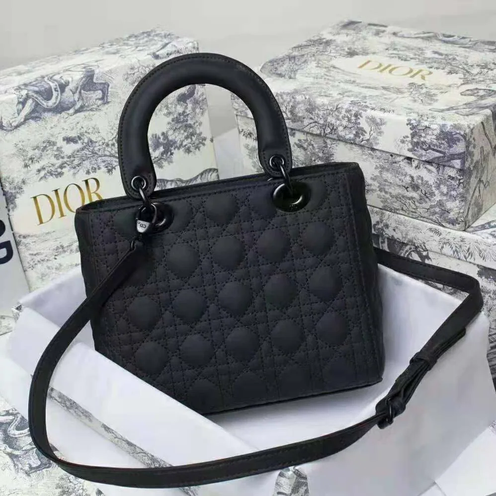 Dior Medium Lady Dior Bag Black Ultramatte Cannage Calfskin for Women Dior Medium Lady Dior Bag Black Ultramatte Cannage Calfskin for Women