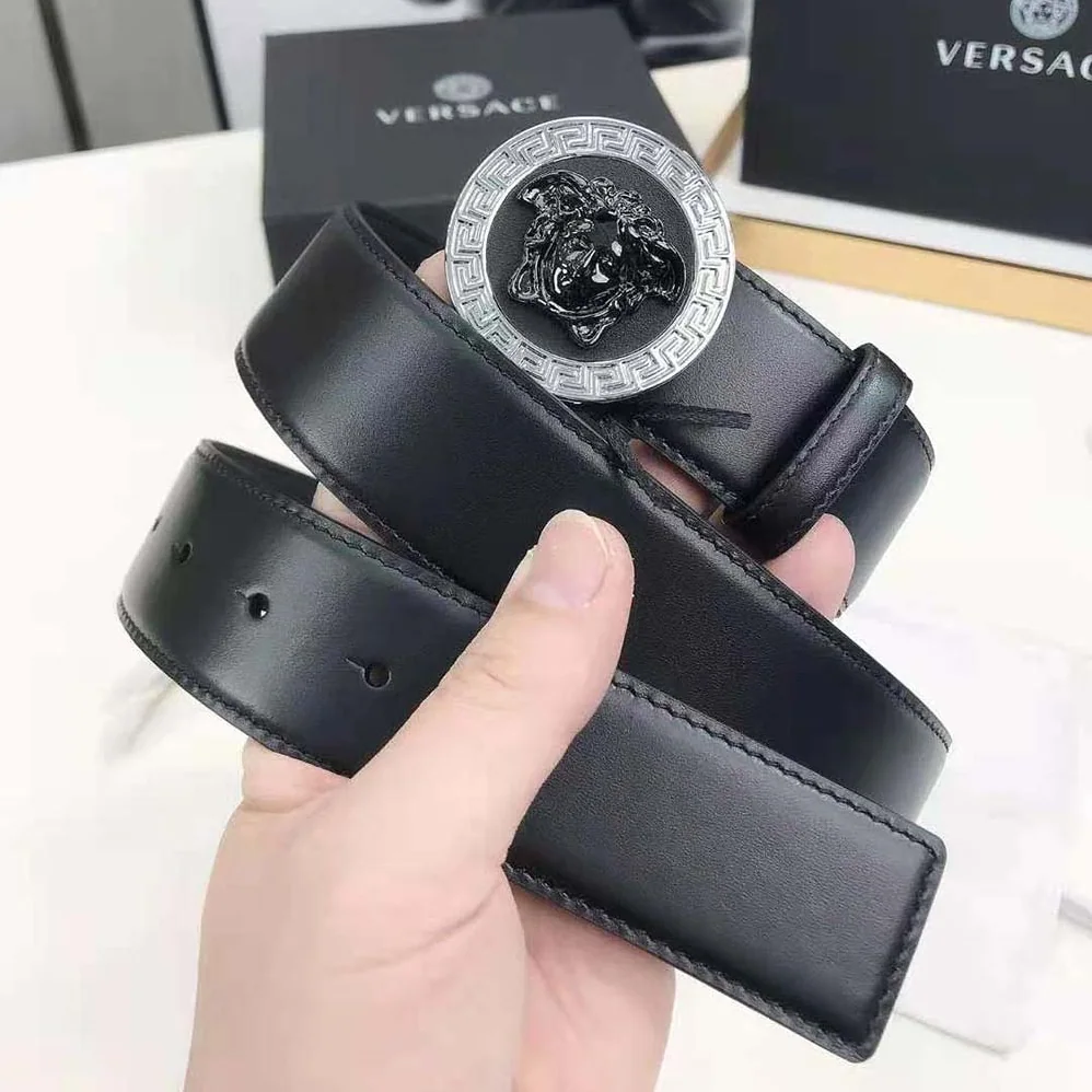 Versace Medusa Biggie Reversible Leather Belt for Men in Black Versace Medusa Biggie Reversible Leather Belt for Men in Black