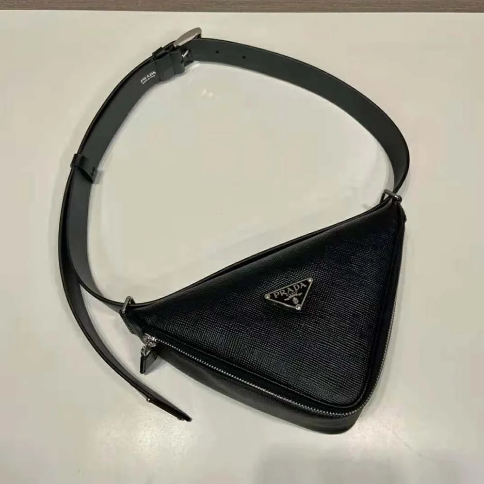 Prada Saffiano Leather Belt Bag for Unisex in Black