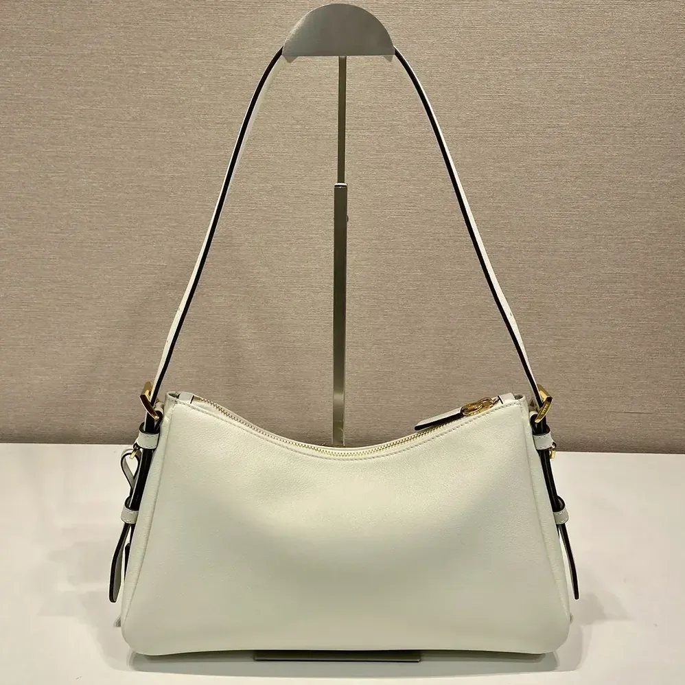 Prada Aimée Medium Leather Shoulder Bag for Women in White Prada Aimée Medium Leather Shoulder Bag for Women in White