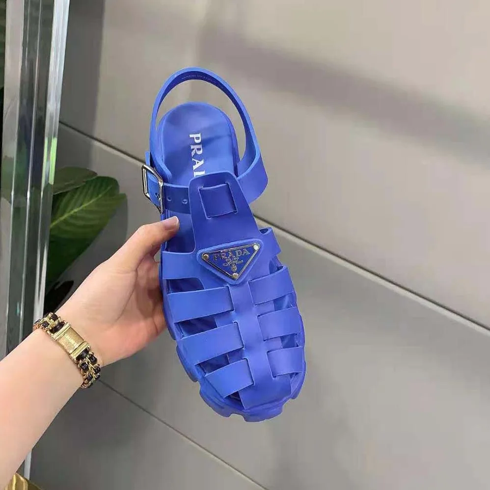 Prada Foam Rubber Sandals in 55 mm Heel Height for Women in Blue