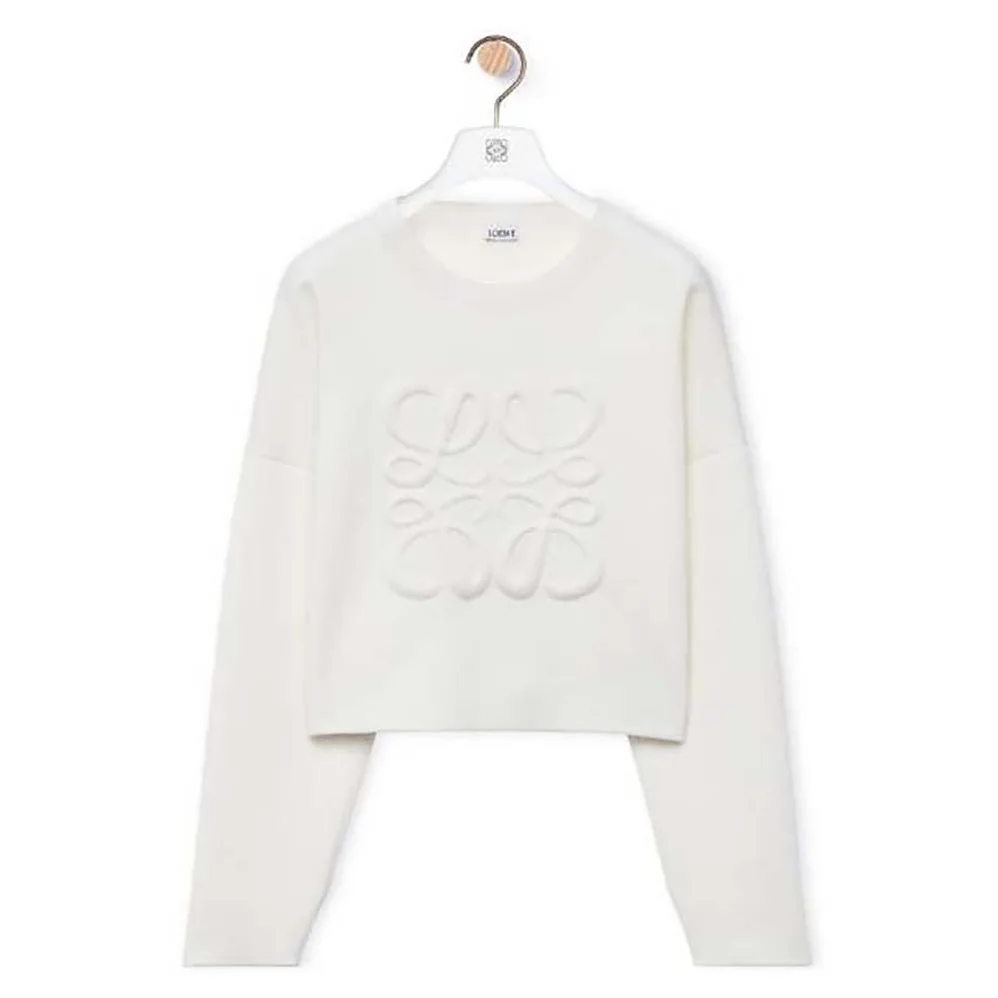 Loewe Anagram Sweater in Wool for Women in White Loewe Anagram Sweater in Wool for Women in White