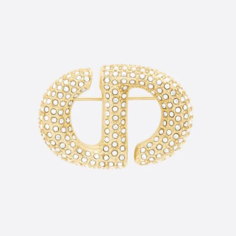 Dior CD Navy Brooch Gold-Finish Metal and White Crystals for Women Dior CD Navy Brooch Gold-Finish Metal and White Crystals for Women
