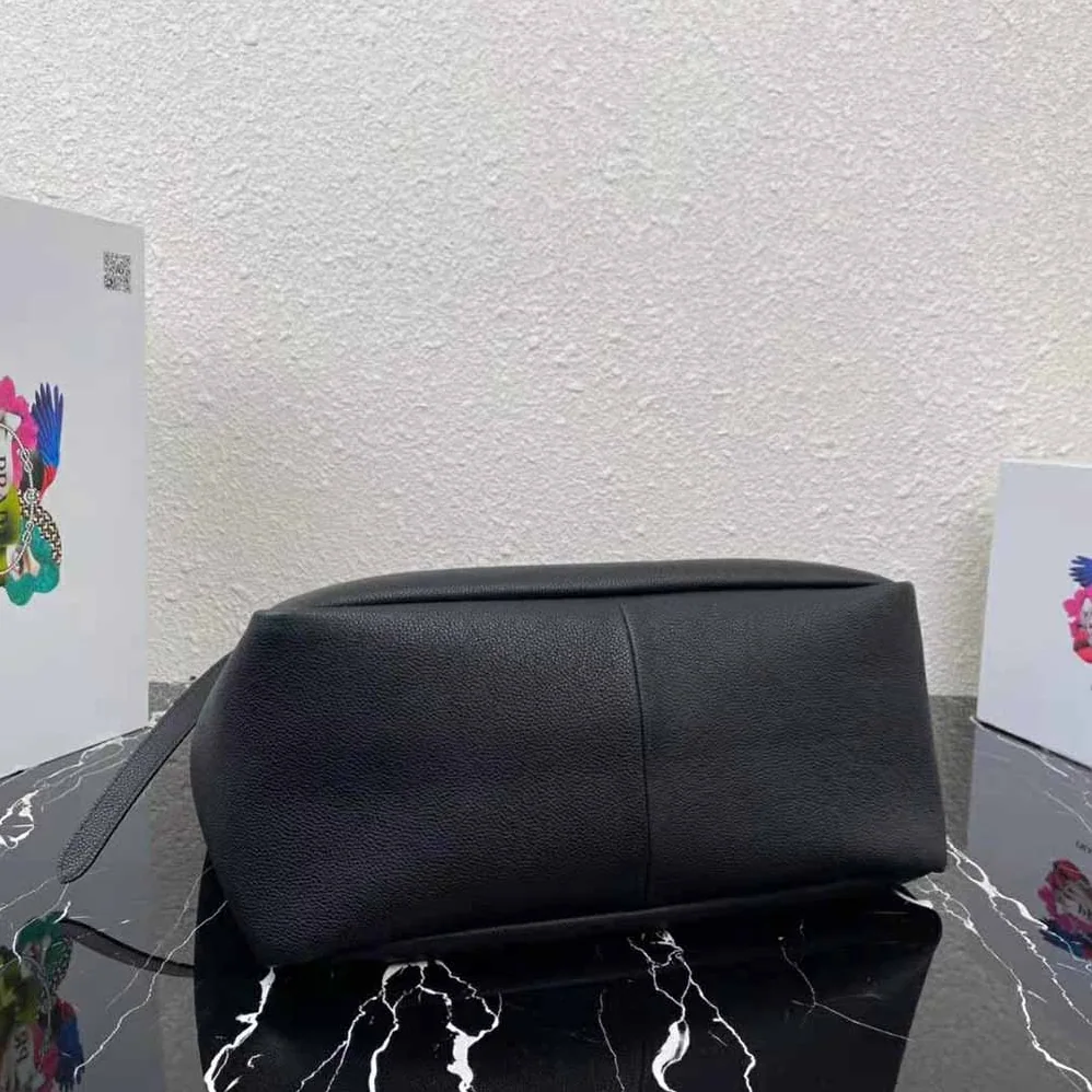 Prada Leather Tote Handle Bag for Women in Black