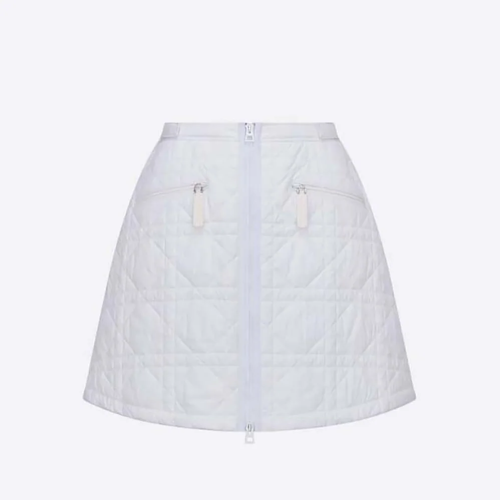 Dior Macrocannage Flared Miniskirt White Quilted Technical Taffeta for Women Dior Macrocannage Flared Miniskirt White Quilted Technical Taffeta for Women