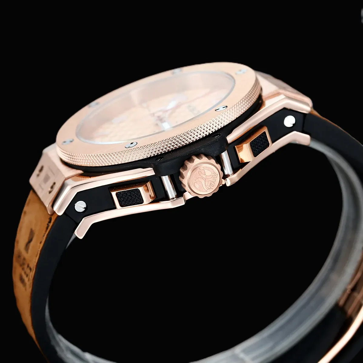 Hublot Big Bang Watch Chronograph Brown Strap Gold Dial Hublot Big Bang Watch Chronograph Brown Strap Gold Dial