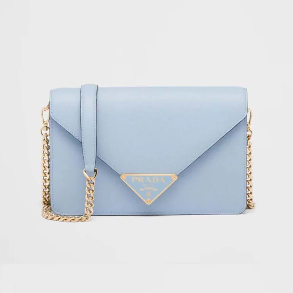 Prada Saffiano Leather Shoulder Bag for Women in Blue