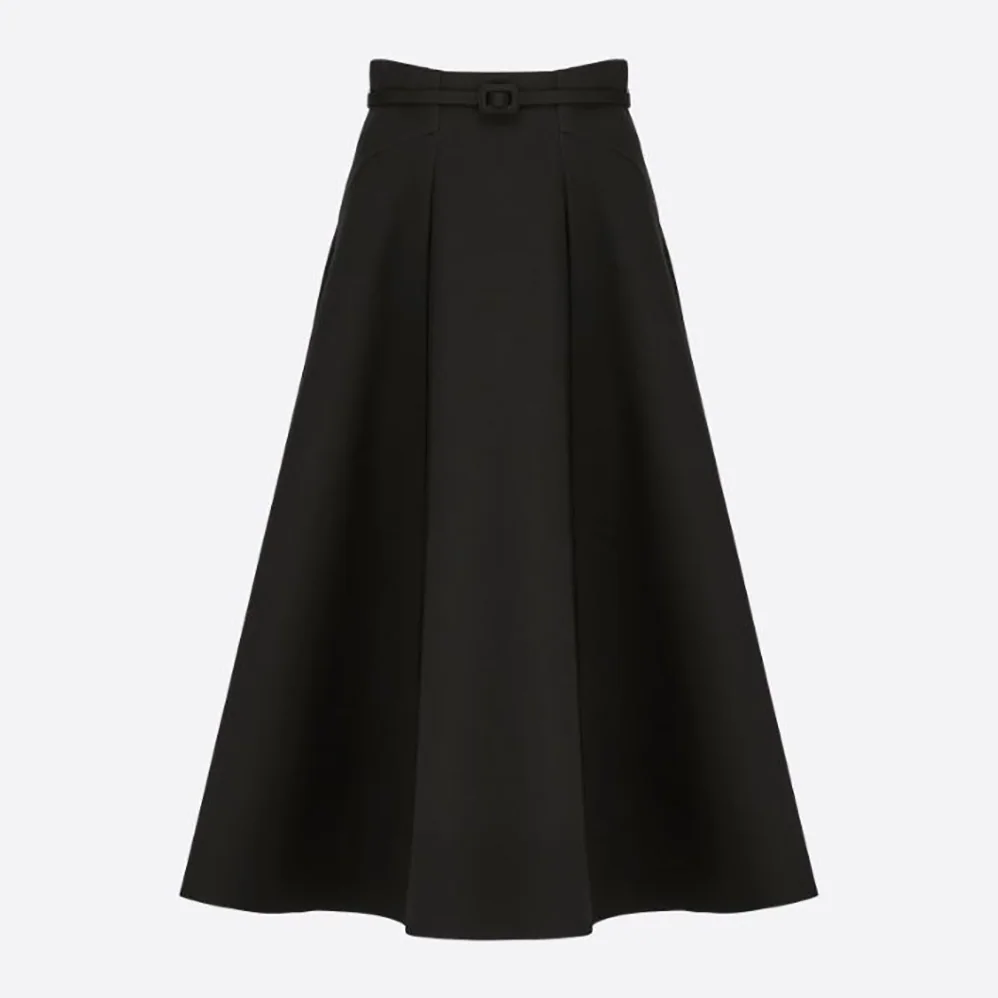 Dior Mid-Length Skirt Black Wool and Silk for Women