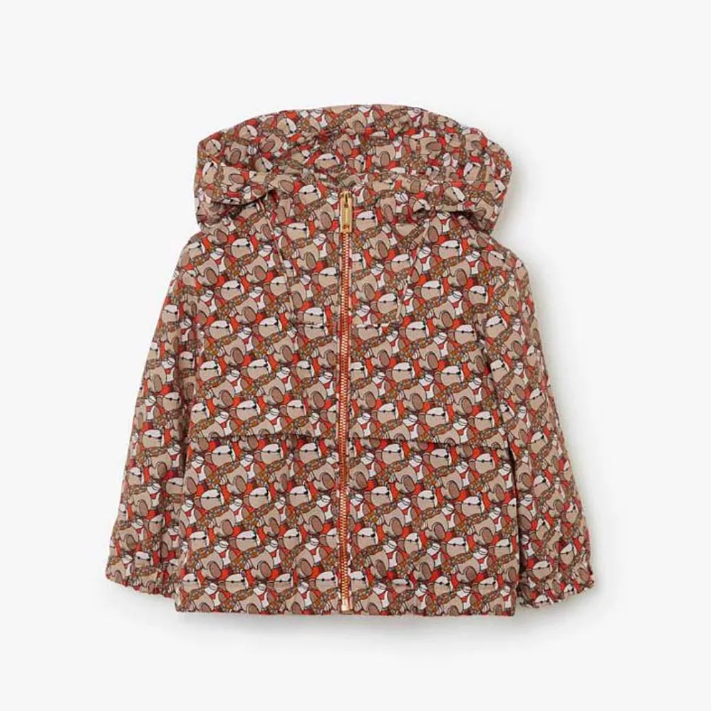 Burberry Kids' Thomas Bear Print Cotton Hooded Jacket Burberry Kids' Thomas Bear Print Cotton Hooded Jacket