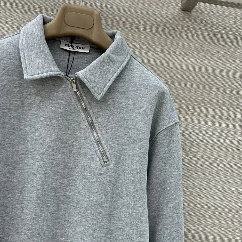 Miu Miu Zippered Cotton Fleece Jacket for Women Miu Miu Zippered Cotton Fleece Jacket for Women
