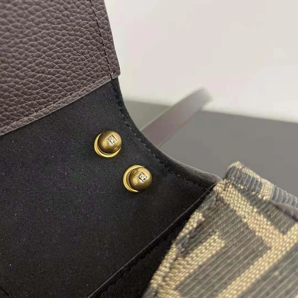 Fendi C'mon Small Brown FF Jacquard Fabric Bag for Women Fendi C'mon Small Brown FF Jacquard Fabric Bag for Women