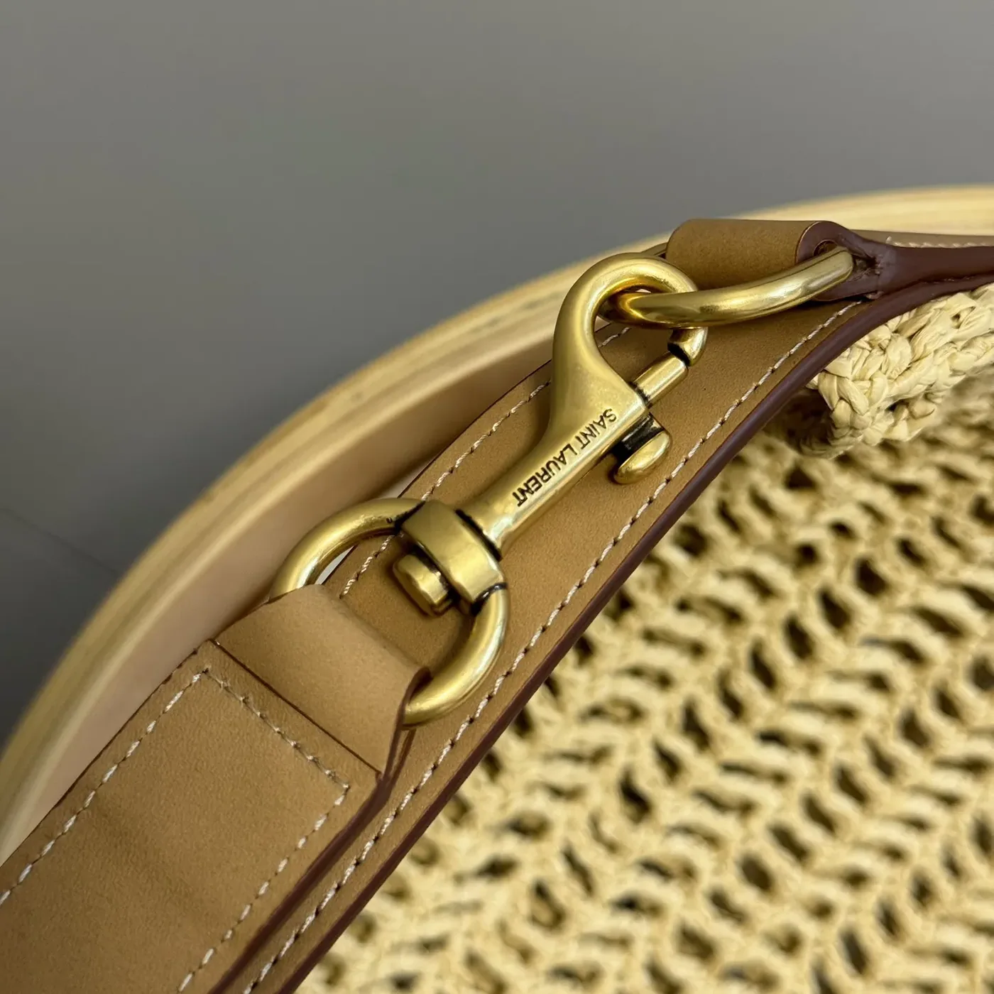 Saint Laurent YSL Oxalis in Raffia Crochet and Leather for Women