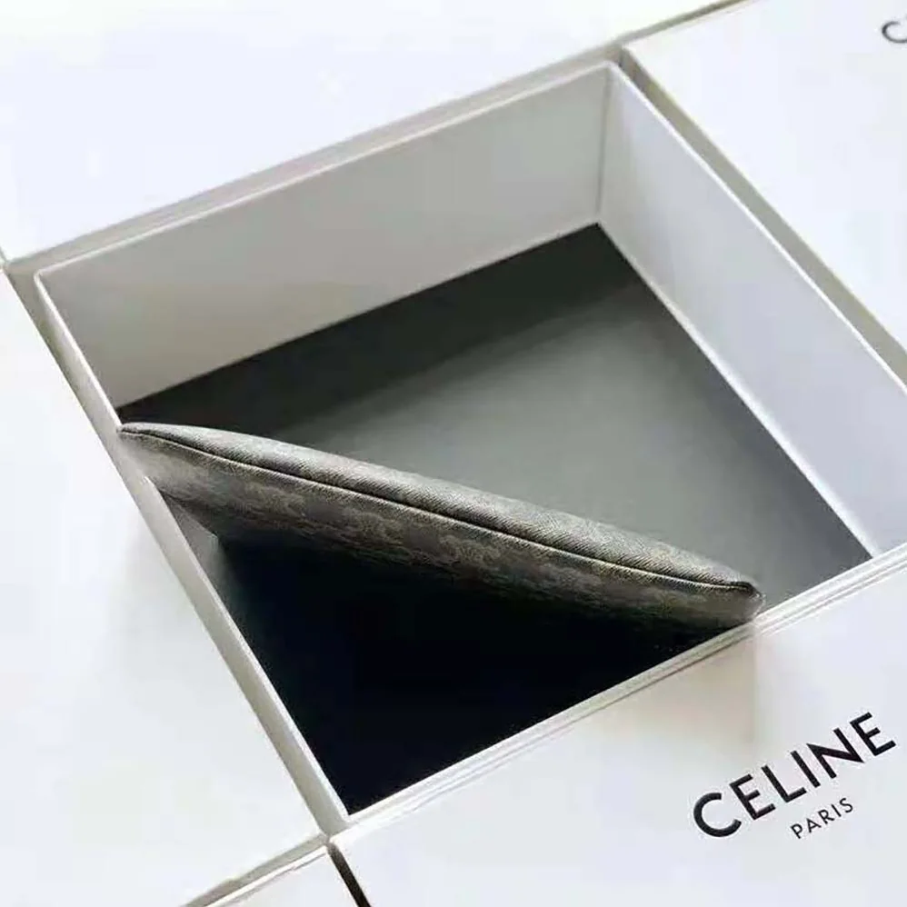 Celine Small Pouch in Triomphe Canvas and Lambskin for Women