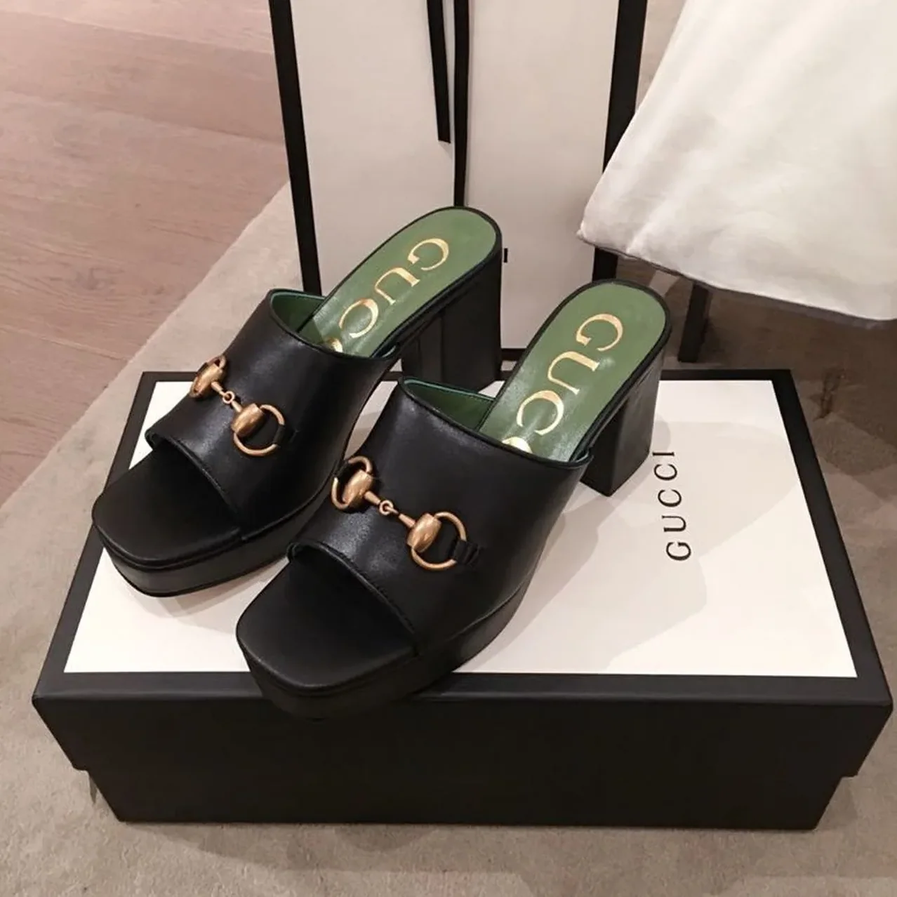 Gucci Horsebit Platform Mules Black