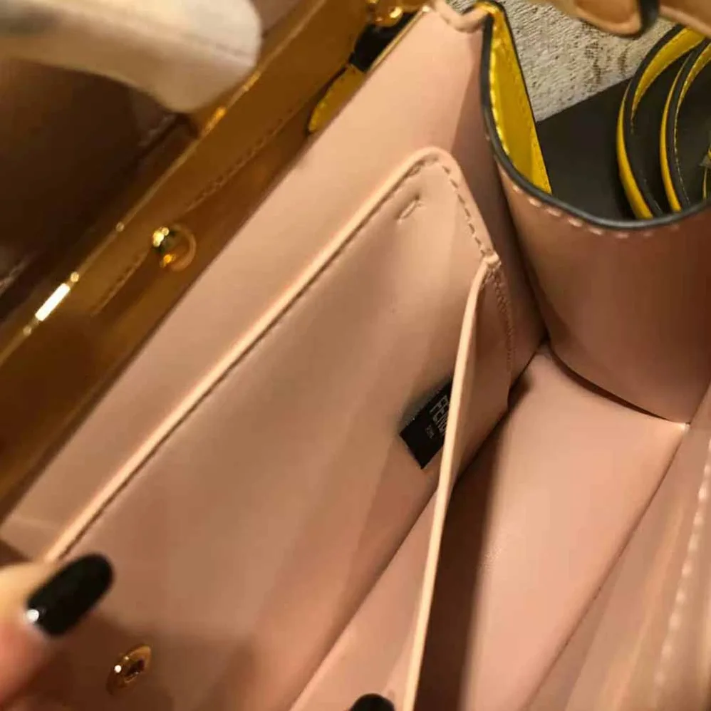 Fendi Peekaboo Iseeu East-West Leather Bag for Women in Yellow Fendi Peekaboo Iseeu East-West Leather Bag for Women in Yellow