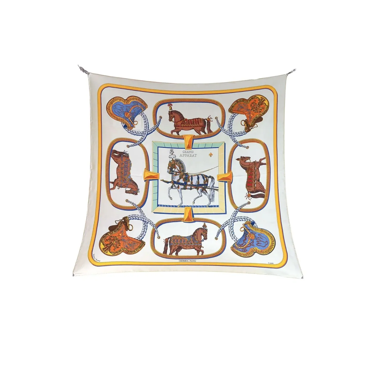 Hermes Les Parfums Monochrome Silk Scarf White Hermes Les Parfums Monochrome Silk Scarf White