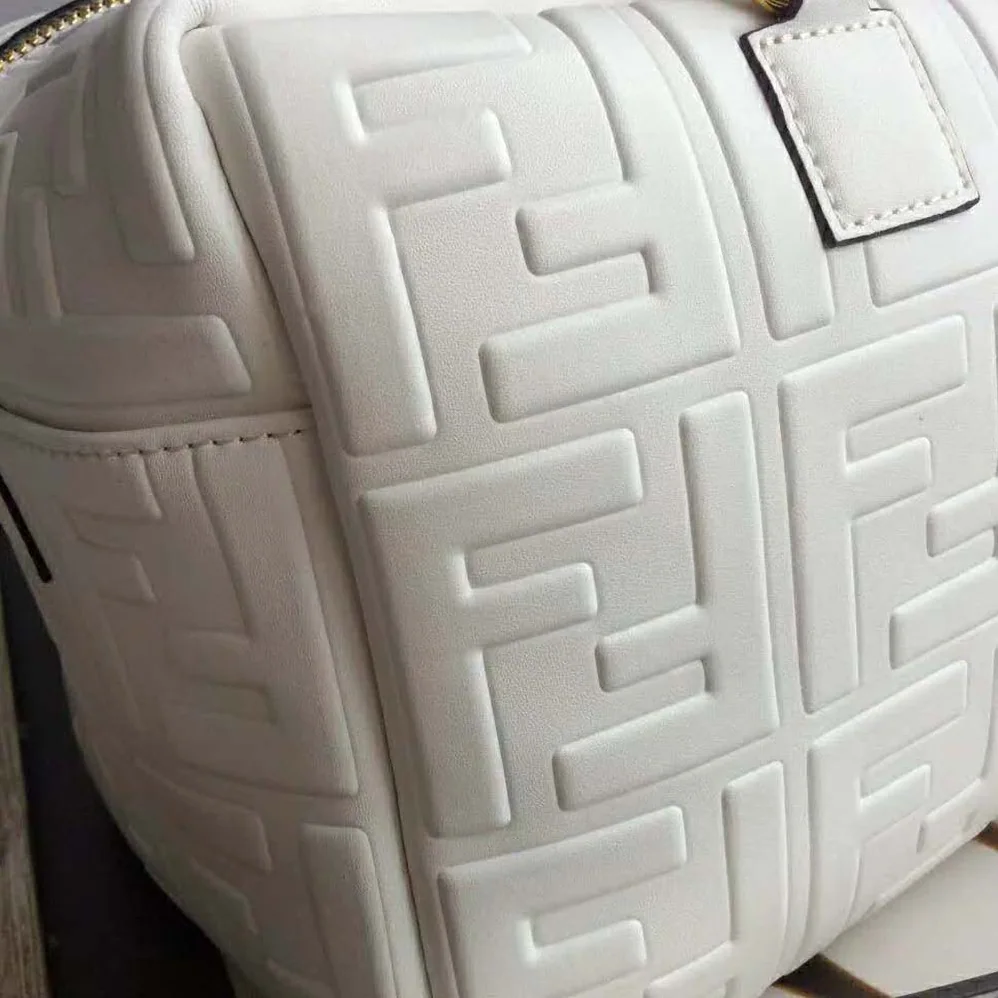 Fendi Small Boston Leather Bag in Large Size for Women in White Fendi Small Boston Leather Bag in Large Size for Women in White
