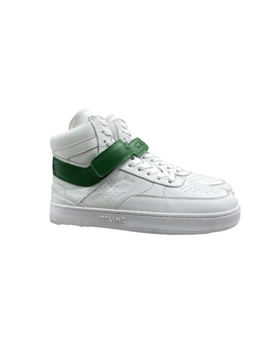 Celine Trainer High Sneaker With Scratch White And Green