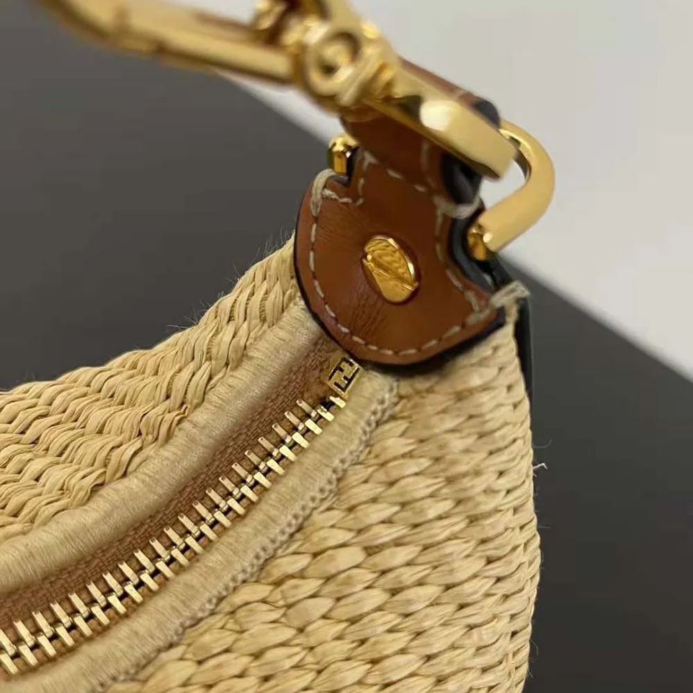 Fendi Nano Fendigraphy Natural Raffia Charm for Women