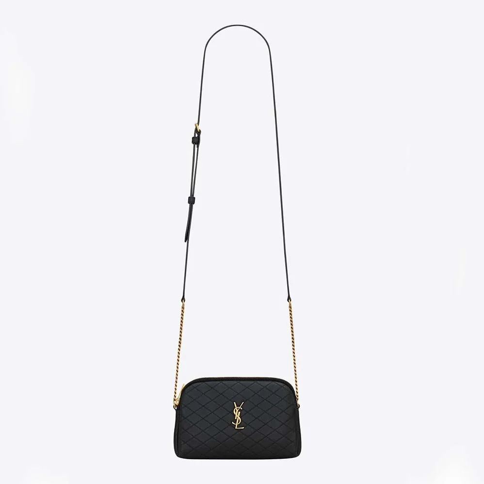 Saint Laurent YSL Gaby Zipped Pouch in Quilted Lambskin for Women in Black Saint Laurent YSL Gaby Zipped Pouch in Quilted Lambskin for Women in Black