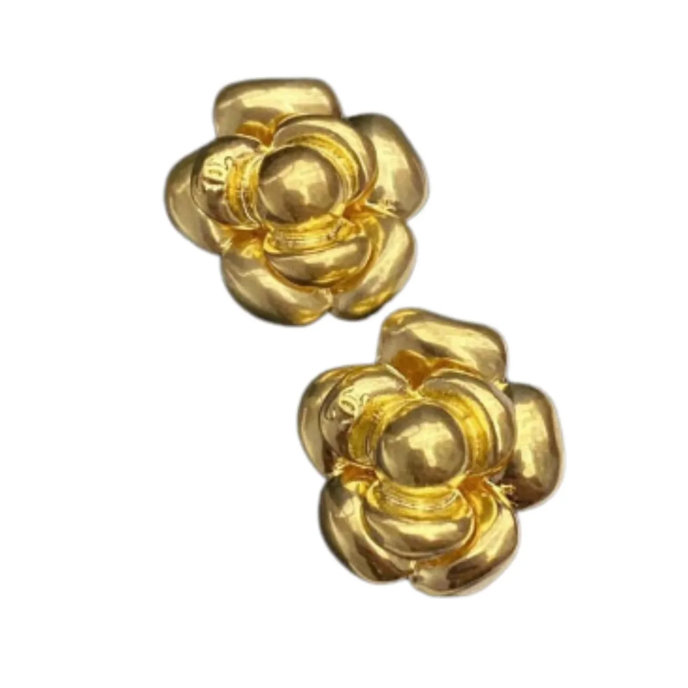 Chanel Camellia Stud Earrings Gold Chanel Camellia Stud Earrings Gold
