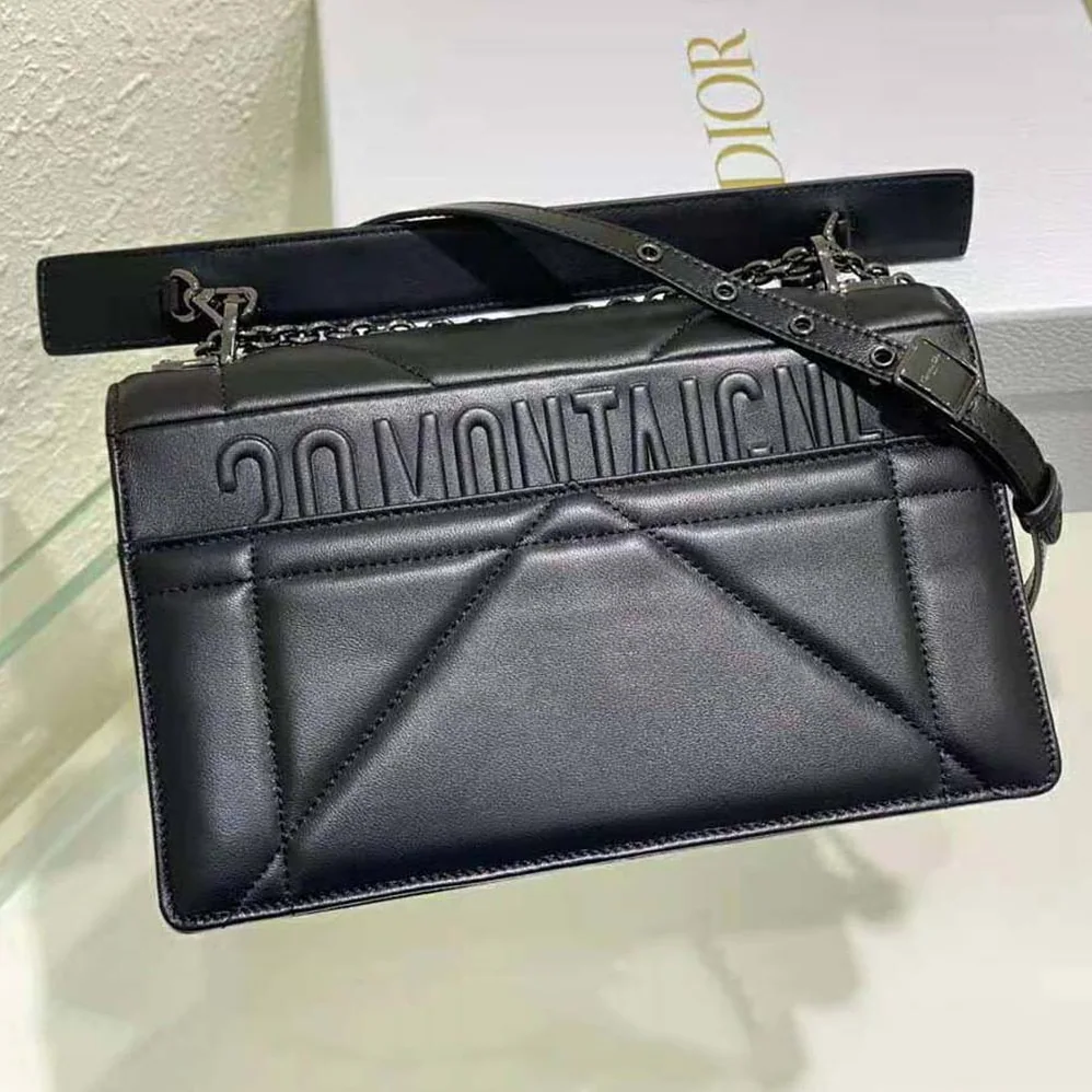 Dior 30 Montaigne Chain Bag with Handle Black Maxicannage Lambskin for Women Dior 30 Montaigne Chain Bag with Handle Black Maxicannage Lambskin for Women